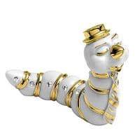 Гусеница в галстуке и котелке Фарфоровая скульптура. Длина 11 см. Фарфор с кристаллами Swarovski Сваровски. RG Porcellane Италия