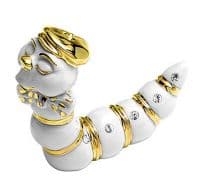 Гусеница в бабочке и кеппи Фарфоровая скульптура. Длина 11 см. Фарфор с кристаллами Swarovski Сваровски. RG Porcellane Италия