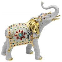 Слон индийский большой Фарфоровая скульптура. Длина 30 см. Фарфор с кристаллами Swarovski Сваровски. RG Porcellane Италия