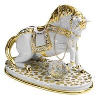 Конь Липиццанер с шаром Фарфоровая скульптура. Длина 26 см. Фарфор с кристаллами Swarovski Сваровски. RG Porcellane Италия