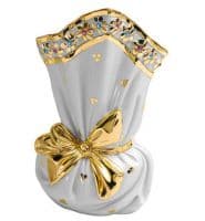 Ваза-мешочек подарок Фарфоровая ваза-скульптура. Высота 23 см. Фарфор с кристаллами Swarovski Сваровски. RG Porcellane Италия