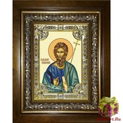 Икона освященная &quot;Андрей Первозванный апостол&quot;, 18x24 см, со стразами, в деревянном киоте 24x30 см, 24x30 см