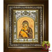 Икона освященная &quot;Владимирская икона Божией Матери&quot;, 14x18 см, в деревянном киоте 20x24 см, 20x24 см
