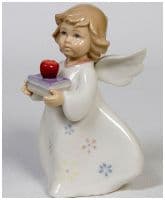 Ангел с книгами и яблоком Фарфор Высота 13см
