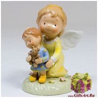 Ангел-хранитель с мальчиком Фарфор Высота 11 см