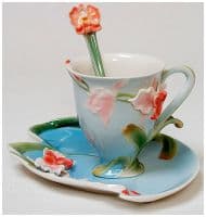 Чайная пара Венерин Башмачок Фарфор Ручная работа.