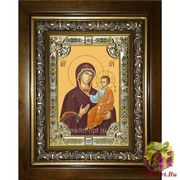 Икона освященная &quot;Иверская икона Божией Матери&quot;, 18x24 см, со стразами, в деревянном киоте 24x30 см, 24x30 см