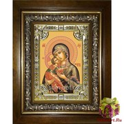 Икона освященная &quot;Владимирская икона Божией Матери&quot;, 18x24 см, со стразами, в деревянном киоте 24x30 см, 24x30 см