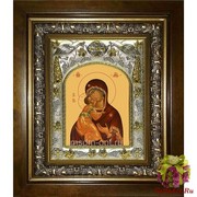 Икона освященная &quot;Владимирская икона Божией Матери&quot;, 14x18 см, в деревянном киоте 20x24 см, 20x24 см