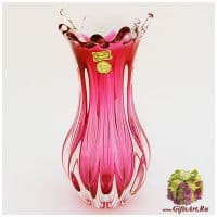 Ваза цветное стекло Высота 28 см 835725 Ручная работа Чехия