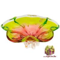 Ваза цветное стекло Ширина 30 см 8350954 Ручная работа Чехия