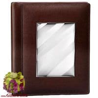 Фотоальбом кожаный с серебрянной вставкой Лёд. Размер 30 x 24 см Италия