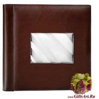 Фотоальбом кожаный с серебрянной вставкой Лёд. Размер 35 x 35 см Италия