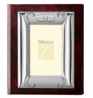 Свадебный фотоальбом кожаный с серебряной вставкой. Размер 20 x 25 см Италия Подарочная упаковка