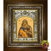 Икона освященная &quot;Владимирская икона Божией Матери&quot;, 14x18 см, в деревянном киоте 20x24 см, 20x24 см