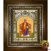 Икона освященная &quot;Державная икона Божией Матери&quot;, 14x18 см, в деревянном киоте 20x24 см, 20x24 см