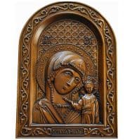 Казанская икона Божией Матери резная деревянная икона Размер 25см х 36см. Ручная работа