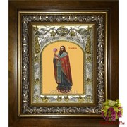 Икона освященная &quot;Василий Великий святитель&quot;, 14x18 см, в деревянном киоте 20x24 см, 20x24 см