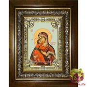 Икона освященная &quot;Владимирская икона Божией Матери&quot;, 18x24 см, со стразами, в деревянном киоте 24x30 см, 24x30 см