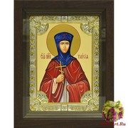 Икона освященная &quot;Таисия&quot;, дерево, серебро 925, 18x24 см, со стразами, в деревянном киоте 24x30 см, 24x30 см