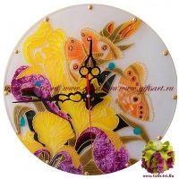 Настенные часы авторские Ирисы Бабочки Утро Ручная работа Размер 30 см Настенные часы авторские Ирисы Бабочки Утро Ручная работа Размер 30 см