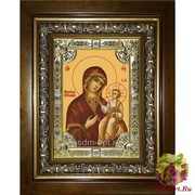 Икона освященная &quot;Иверская икона Божией Матери&quot;, 18x24 см, со стразами, в деревянном киоте 24x30 см, 24x30 см