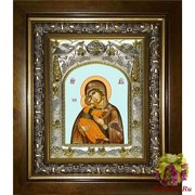 Икона освященная &quot;Владимирская икона Божией Матери&quot;, 14x18 см, в деревянном киоте 20x24 см, 20x24 см