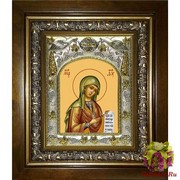 Икона освященная &quot;Боголюбская икона Божией Матери&quot;, 14x18 см, в деревянном киоте 20x24 см, 20x24 см