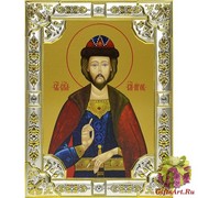 Икона освященная &quot;Игорь Черниговский Благоверный Великий князь&quot;, 18x24 см со стразами, 18x24 см