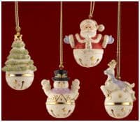 Набор ёлочных фарфоровых колокольчиков &quot;Музыкальный Новый год&quot;  фарфор позолота Ручная работа
