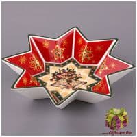 Блюдо фарфоровое Звезда &quot;Новогодняя коллекция&quot; диам 26 см Подарочная упаковка 921685