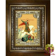 Икона освященная &quot;Чудо Георгия о змие&quot;, 18x24 см, со стразами, в деревянном киоте 24x30 см, 24x30 см