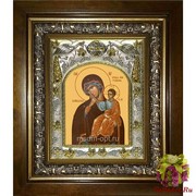 Икона освященная &quot;Ватопедская икона Божией Матери&quot;, 14x18 см, в деревянном киоте 20x24 см, 20x24 см