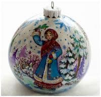 Ёлочная игрушка из стекла Ручная художественная роспись &quot;Святки&quot; Высота 10 см Подарочная упаковка