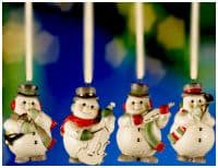 Набор ёлочных фарфоровых украшений &quot;Квартет снеговиков&quot; фарфор позолота Ручная работа