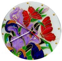 Настенные часы авторские Ирисы Ручная работа Размер 30 см Настенные часы авторские Ирисы Ручная работа Размер 30 см