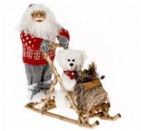 Санта Клаус и мишка Тедди на санях везут подарки Высота 36 см RF-Collection Германия