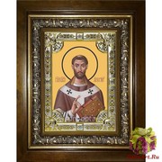 Икона освященная &quot;Августин блаженный&quot;, 18x24 см, со стразами, в деревянном киоте 24x30 см, 24x30 см