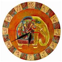 Настенные часы авторские Апельсиновый Слон ручная роспись Диаметр 25 см