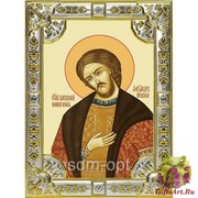 Икона освященная &quot;Александр Невский, благоверный князь&quot; 18x24 см со стразами, 18x24 см