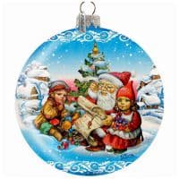 Шар ёлочный из стекла 14 см &quot;Дед Мороз с детьми&quot; на Новый год и Рождество Лимитированная серия 1500 штук подарочная упаковка США