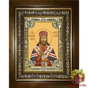 Икона освященная &quot;Иннокентий (Кульчицкий),митрополит Иркутский,святитель&quot;, 18x24 см, со стразами, в деревянном киоте 24x30 см, 24x30 см