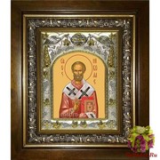 Икона освященная &quot;Николай чудотворец, архиепископ Мир Ликийских,святитель&quot;, 14x18 см, в деревянном киоте 20x24 см, 20x24 см