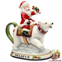 Чайник Дед мороз на медведе Новогодняя коллекция