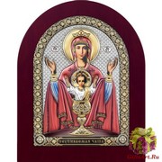Икона освященная &quot;Божьей Матери Неупиваемая чаша&quot;, дерево, посеребрение 925, 16.5x20 см