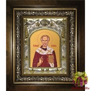 Икона освященная &quot;Николай чудотворец, архиепископ Мир Ликийских&quot;, 14x18 см, в деревянном киоте 20x24 см, 20x24 см
