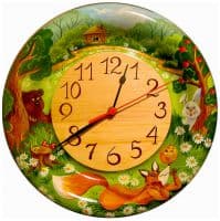 Настенные часы детские Лиса и колобок  Ручная роспись Диаметр 30 см