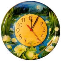 Настенные часы детские деревянные Царевна лягушка Ручная роспись Диаметр 30 см