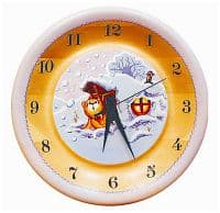 Настенные часы детские деревянные Медвежонок зимой Ручная роспись Диаметр 30 см