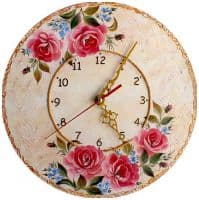 Настенные часы авторские Розовые розы Диаметр 30 см Ручная роспись